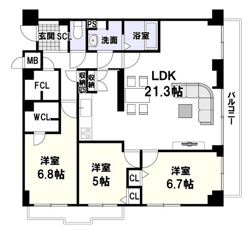 東急ドエル枚方山田池ビレジの間取り