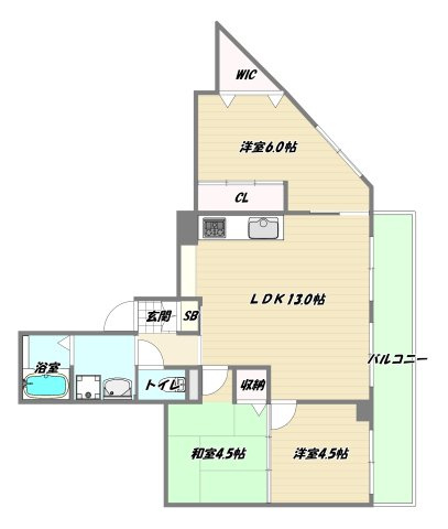 大阪市淀川区三国本町２丁目の賃貸マンションの間取り