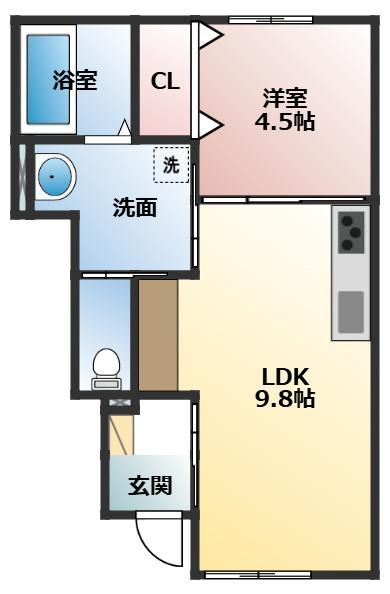 Rutile森田　B棟の間取り