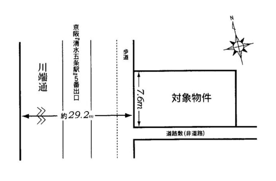 東山区宮川筋　新築戸建用土地の土地図
