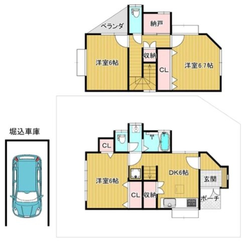 新甲陽町の間取り|2026年6月　リフォーム済
全室６帖以上のゆとりある室内

