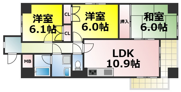 【間取り】 | ヴィテイユメゾン成尾 仲介手数料無料