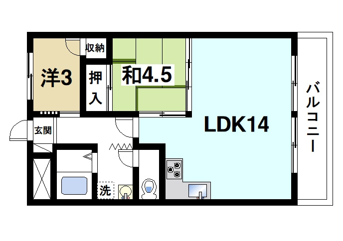 シャトー天理の間取り|居室の豊富なお部屋です