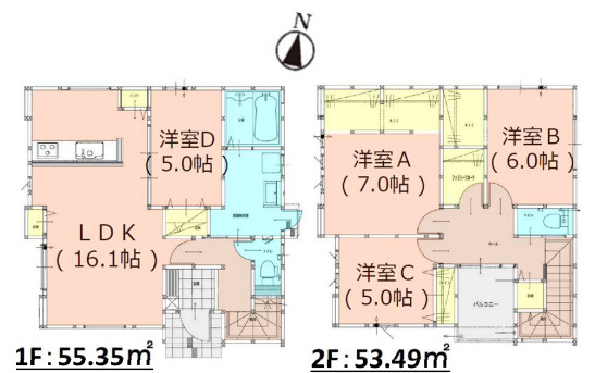 【間取り】 | 福岡市東区香椎駅東4丁目7期　1号棟（全2棟）【仲介手数料無料・0円】 | 平日、土日祝日もお好きな日時にご見学可能です。お気軽にお問合せ下さい。