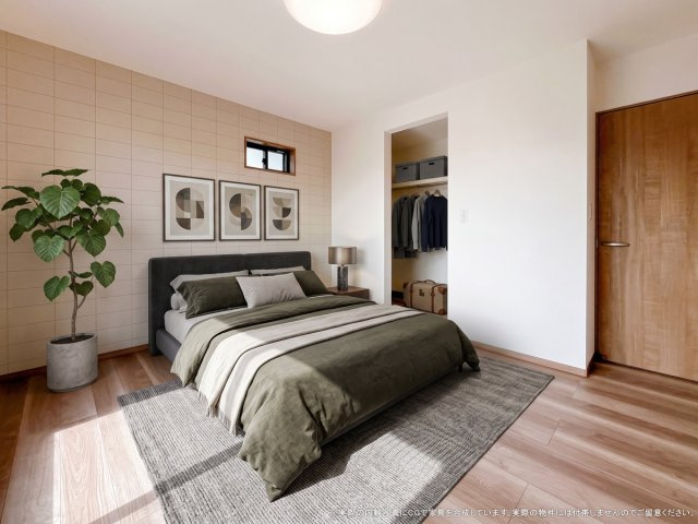 【寝室】 | ワイウッドコート深谷市上野台第59期　新築住宅 | 【主寝室　CG家具設置イメージ】
※画像内に含まれる家具家電はCGで作成されたイメージです。