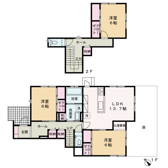 【間取り】 | 若松町T貸家