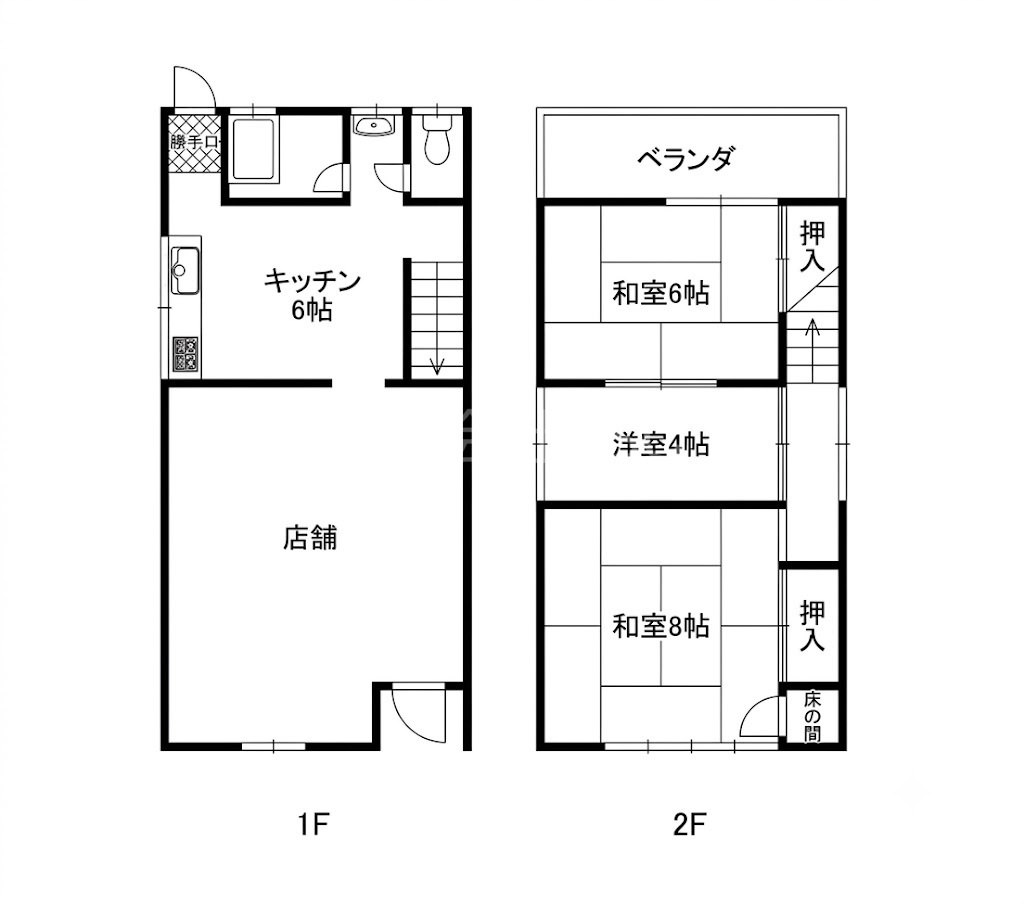 枚方市上島町貸店舗の間取り