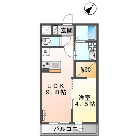 熊本市東区下南部１丁目のアパートの間取り