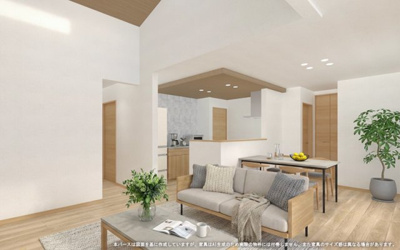 【完成予想図】 | ワイウッドコート鴻巣市屈巣第4期　新築住宅 | 【LDK　イメージパース】
※画像は設計図面を基に作成したイメージです。