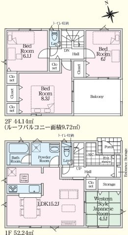 東海村亀下　第1　新築戸建て　2号棟の間取り|間取り図です♪
実際の空間の広さや陽当たり、風通しなどは現地でご確認できます♪