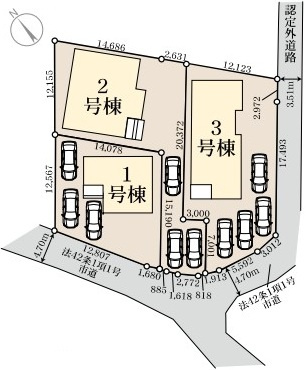 第1　常総市収納谷　新築戸建て　2号棟の区画図|区画図です♪