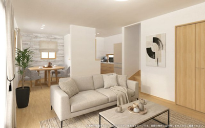 【完成予想図】 | ワイウッドコート久喜市吉羽第7期　新築住宅 | 【LDK　イメージパース】
※画像は設計図面を基に作成したイメージです。
