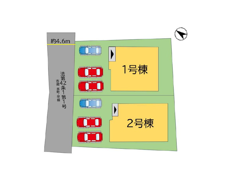 福津市西福間1丁目第6-2棟（1号棟）の区画図|配置図（1号棟）