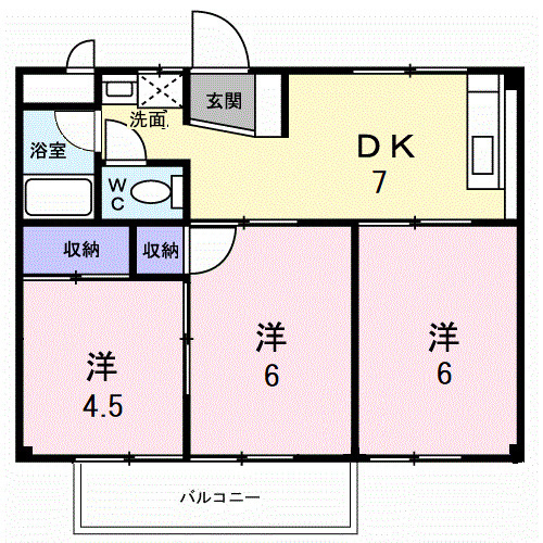 早津崎コーポの間取り|使い勝手の良い間取りです♪