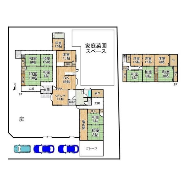 磯城郡三宅町大字伴堂の中古一戸建の間取り|■広々したリビング約２３帖・１４SＬＤＫの大きな間取り！大容量の収納、土間ありです！！