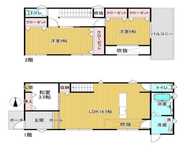 大和高田市市場　一戸建の間取り