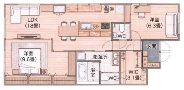キングスコート六名公園の間取り|間取り図です