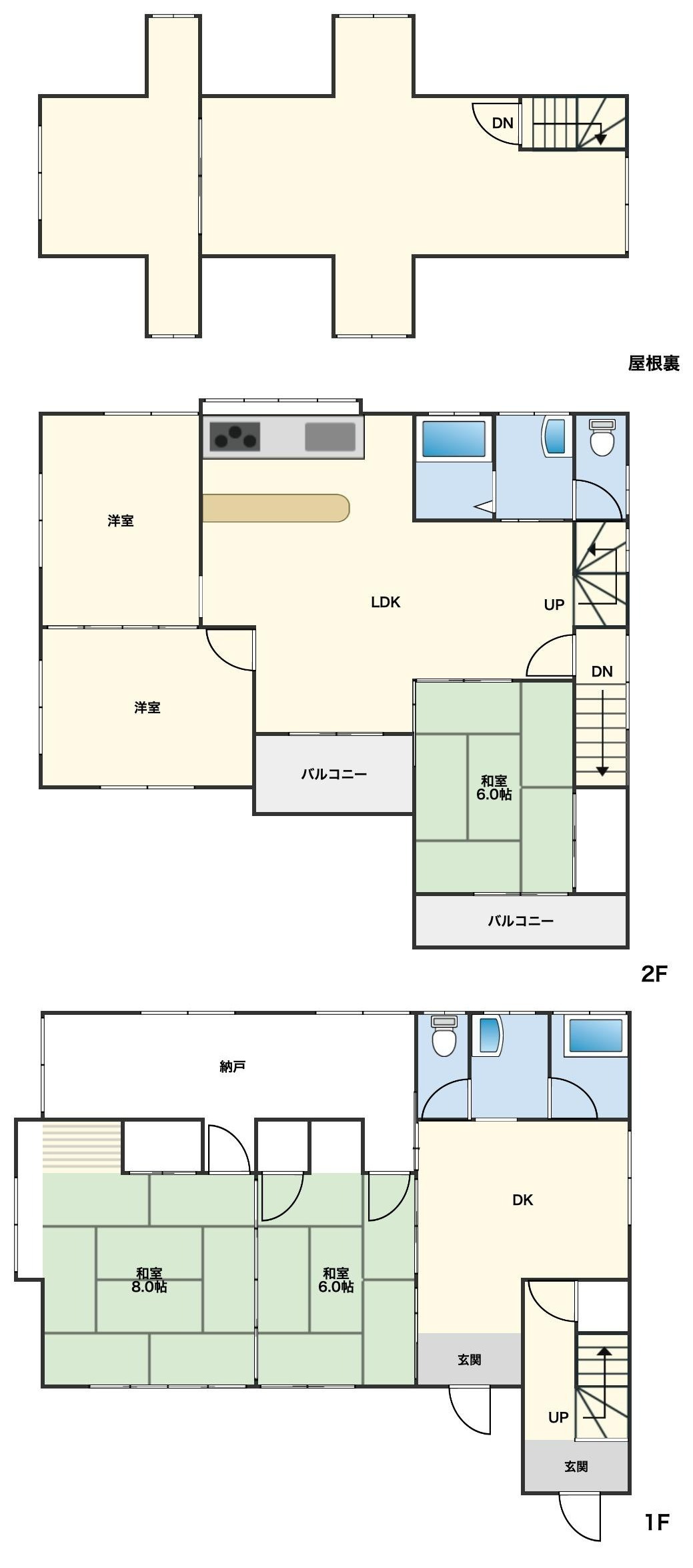 【一括販売】住居・作業場・資材置き場をまとめて確保！埼玉県幸手市北２丁目、南２丁目の間取り|１階を仕事場、２・３階を住居として分けられる間取りです