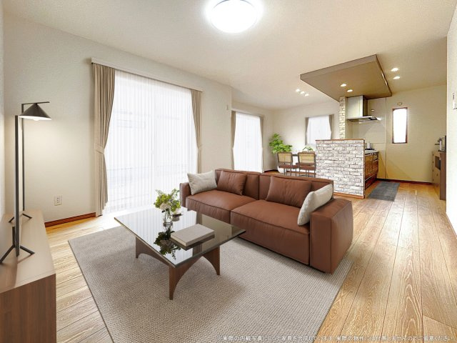 ワイウッドコート加須市多門寺第11期の居間・リビング|【LDK　CG家具設置イメージ】
※画像内に含まれる家具家電はCGで作成したイメージです。実際の物件