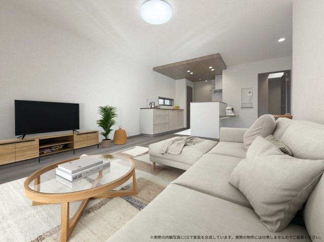 ワイウッドコート上尾市中妻第3期の居間・リビング|【LDK　CG家具設置イメージ】
※画像内に含まれる家具家電はCGで作成したイメージです。実際の物件