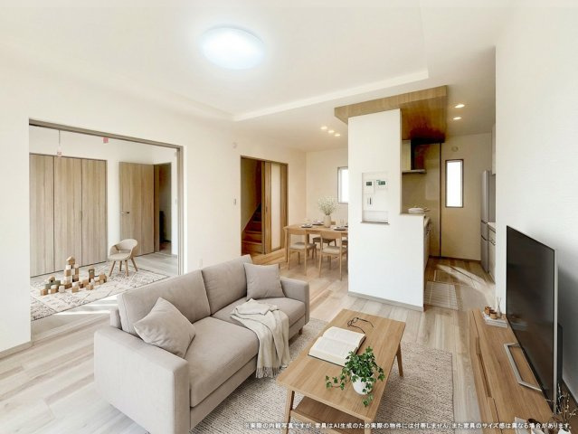 ワイウッドコート太田市飯塚町第6期の居間・リビング|【LDK　CG家具設置イメージ】
※画像に含まれる家具家電はCGで作成されたイメージです。実際の物件