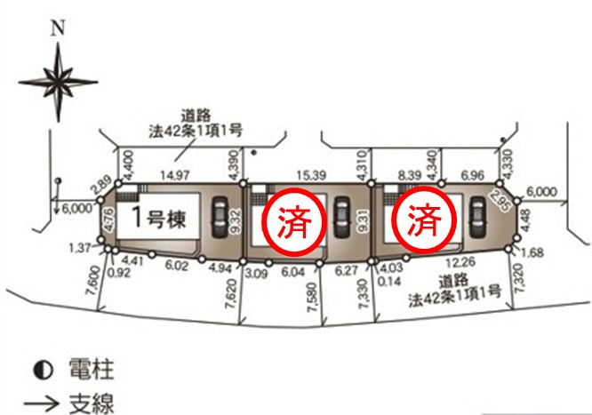 今から見たい大歓迎♪【平谷川瀬第2　全3棟／1号棟】　新築建売住宅　の区画図|全体区画図です。