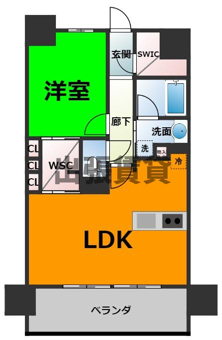 仲介手数料0円！！グランパセオ名駅那古野の間取り