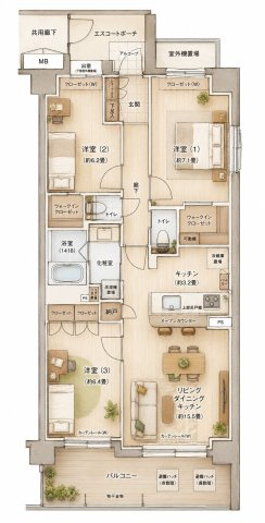 【間取り】 | 【エムブランド梶ヶ谷】