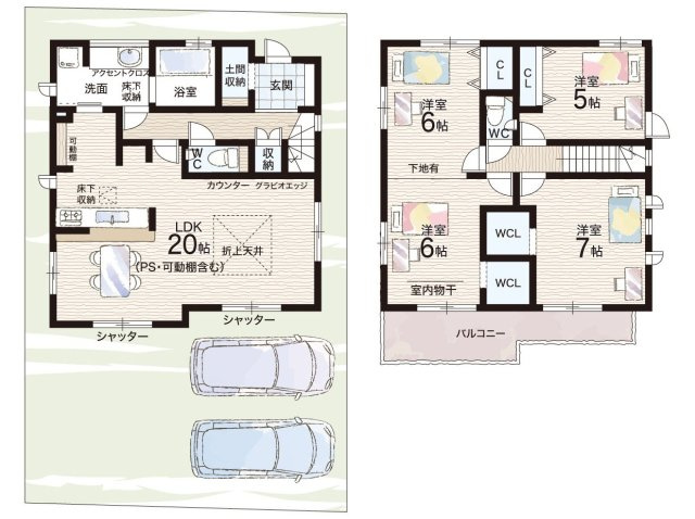 ●天理市前栽町　新築一戸建ての間取り|2号地