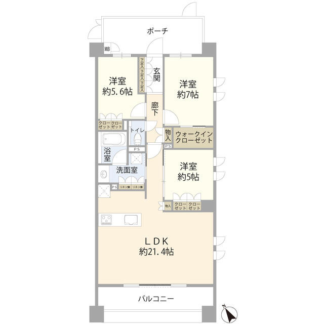 横浜市中区山元町５丁目の賃貸マンションの間取り