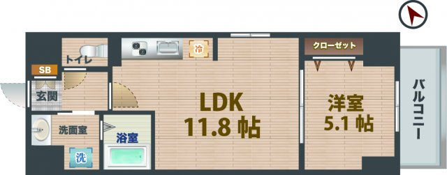 【間取り】 | AVENIR渋谷本町 | 1LDKのお部屋です。