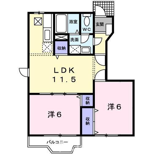 メゾンリゾナーレコトブキⅢ　Ｂの間取り