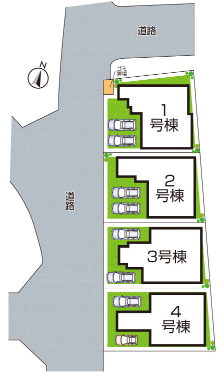宝塚市山本野里　新築一戸建ての区画図|全4区画