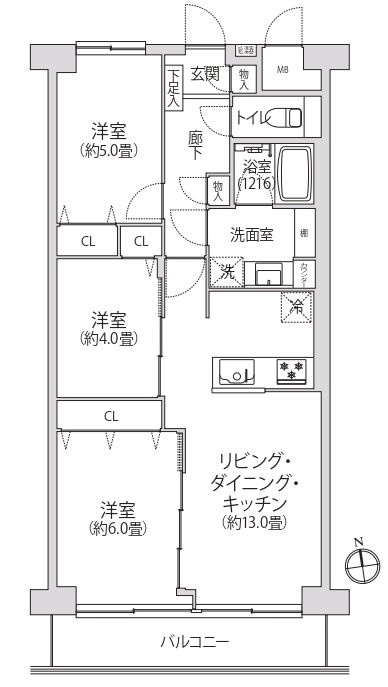 東大島ハイライズの間取り|南向き・3方角部屋住戸につきまして日当たり・通風良好。新規リノベーション施工が完了いたしましたのでいつでも内覧が可能です。安心のアフターサービス保証付きですのでご購入後も安心して暮らせます。