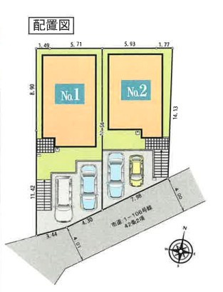 仲介手数料無料　いろどりアイタウン所沢市下安松・新築全2棟の区画図