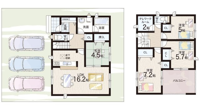 たつの市龍野町末政　第2期　新築一戸建ての間取り|1期-4号地