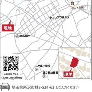 仲介手数料無料　ハートフルタウン林３丁目524番・新築全１棟の地図
