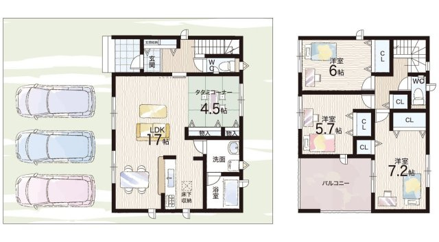たつの市龍野町末政　第2期　新築一戸建ての間取り|1期-5号地