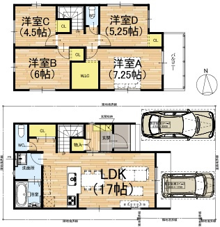 大津市皇子が丘　第1期　新築一戸建ての間取り