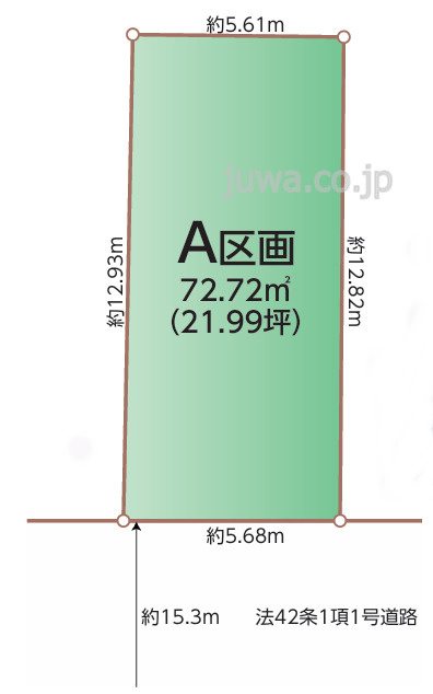 富士見市鶴瀬西３丁目の売地の土地図