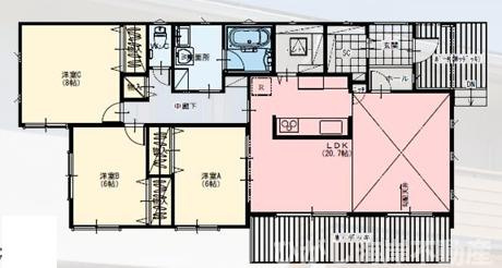 茅ケ崎市下寺尾　新築戸建の間取り|南向き　３LDK