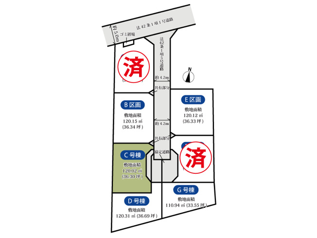 【区画図】 | 川越市上戸　新築一戸建住宅　全7棟　(ふじみ野店) | C号棟/※図面を基に作成しています。現況と異なる場合は現況を優先いたします。