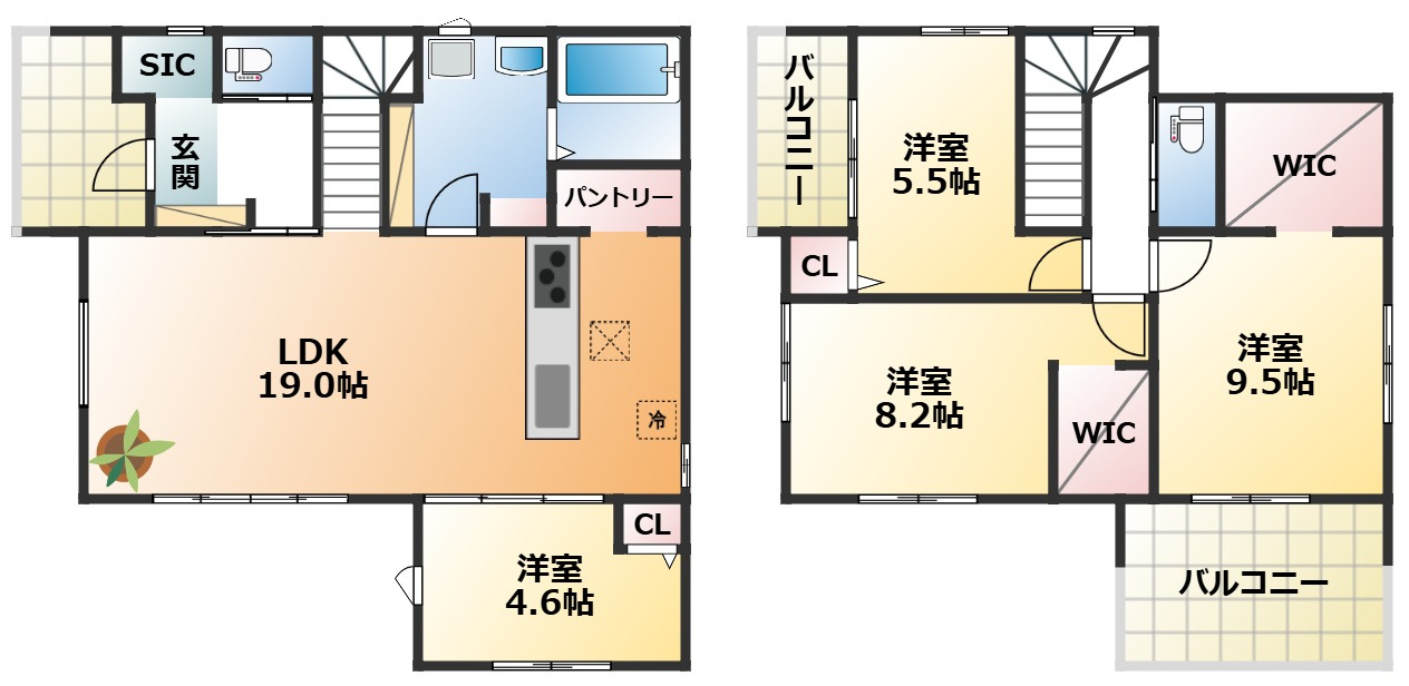 リガーレ宇都宮市石井町6期の間取り|南向きで陽当たりの良い間取りです