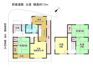 【間取り】 | 大津市木の岡町19-8　中古戸建 | 間取り、増築部分があります