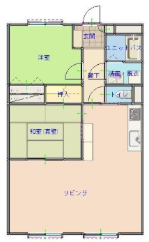 「21帖LDK」高知市鴨部1丁目鏡川コーポ　中古マンションの間取り|和洋バランスの良い間取り。全室に窓がある明るい住まい♪