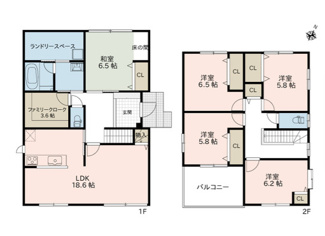 【間取り】 | 新潟市西区内野西２丁目 | 5LDK＋ファミリークロークの間取りです
駐車スペース2台可
