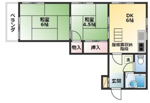 田村ハイツ　北側の間取り