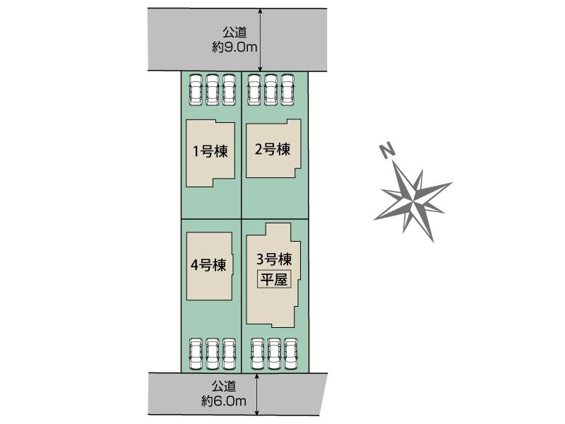 深谷市上柴町西1丁目　全４棟　１号棟の区画図