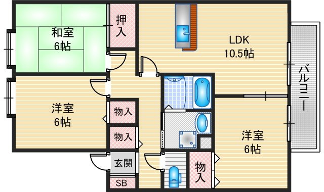 【間取り】 | サンビレッジ南春日丘F棟
