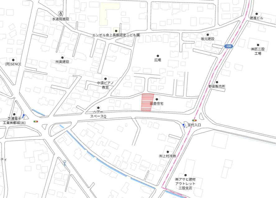 都城市上長飯町の売地の土地図
